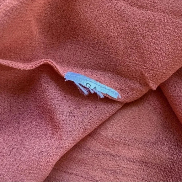 ASOS Orange Sheer Blouse Top Long Sleeve Neck Tie Smocked 14 - Picture 6 of 11